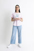 Pink Flower Embroidery T-Shirt